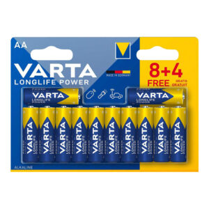 PILHA VARTA ALCALINA VARTA LONGLIFE POWER AA - LR06 (12 UN) Ø14,5x50,5MM